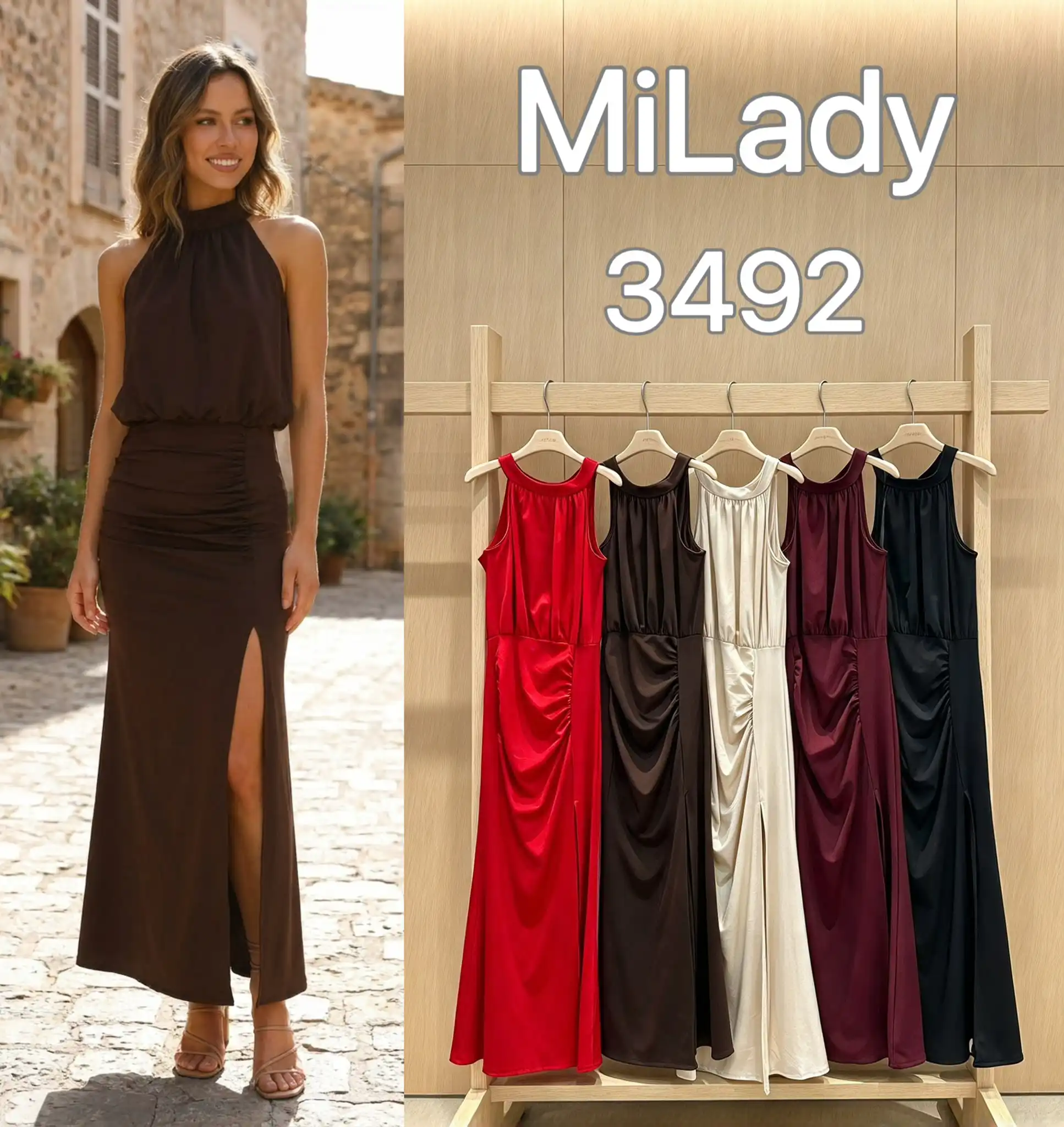 Maxi halter šaty priliehavé