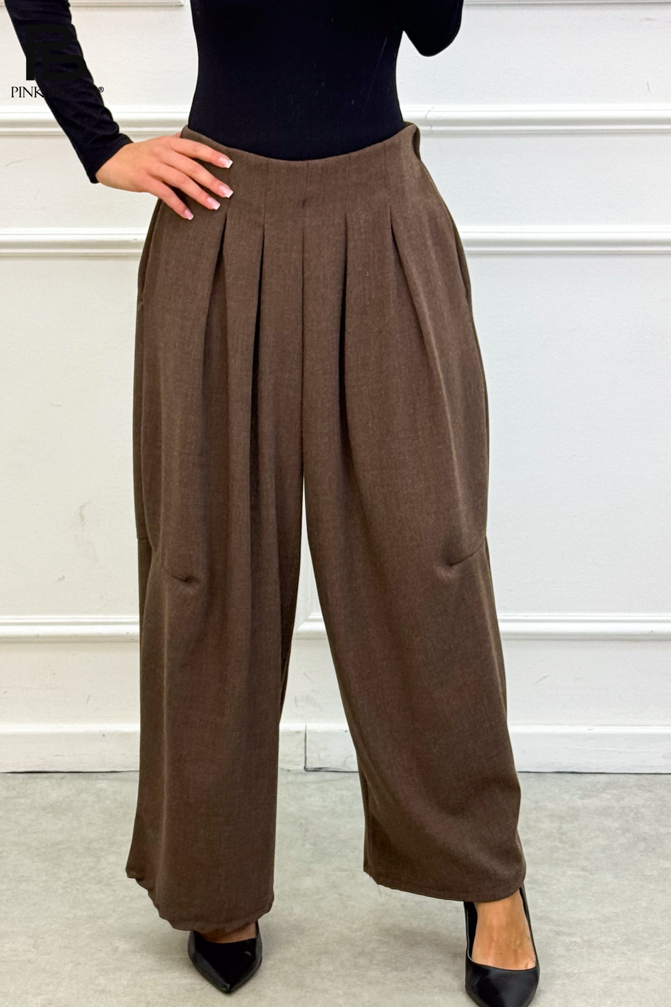 Nohavice Wide Leg s Plisovaním