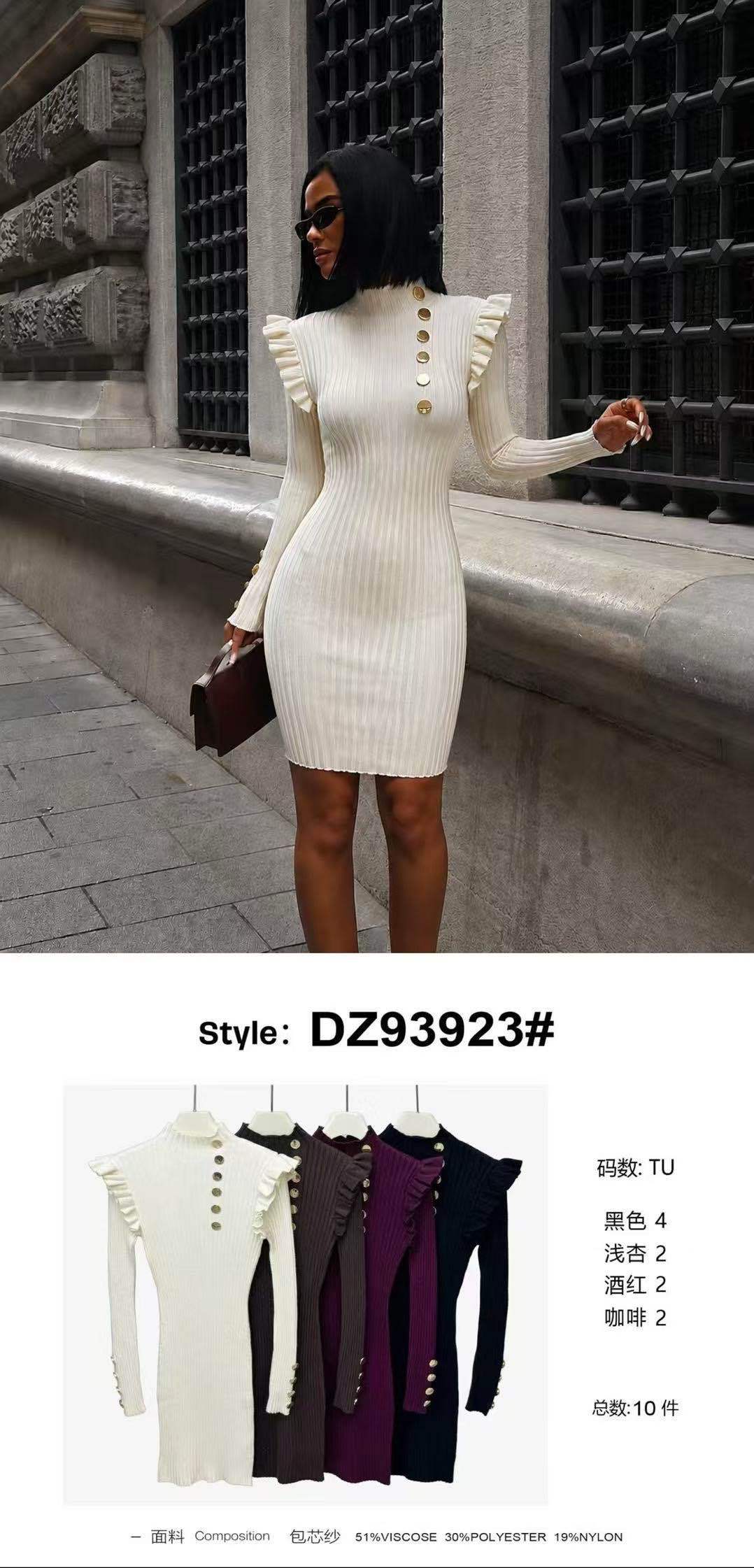 Rebrované mini svetrové šaty s vysokým rolákom