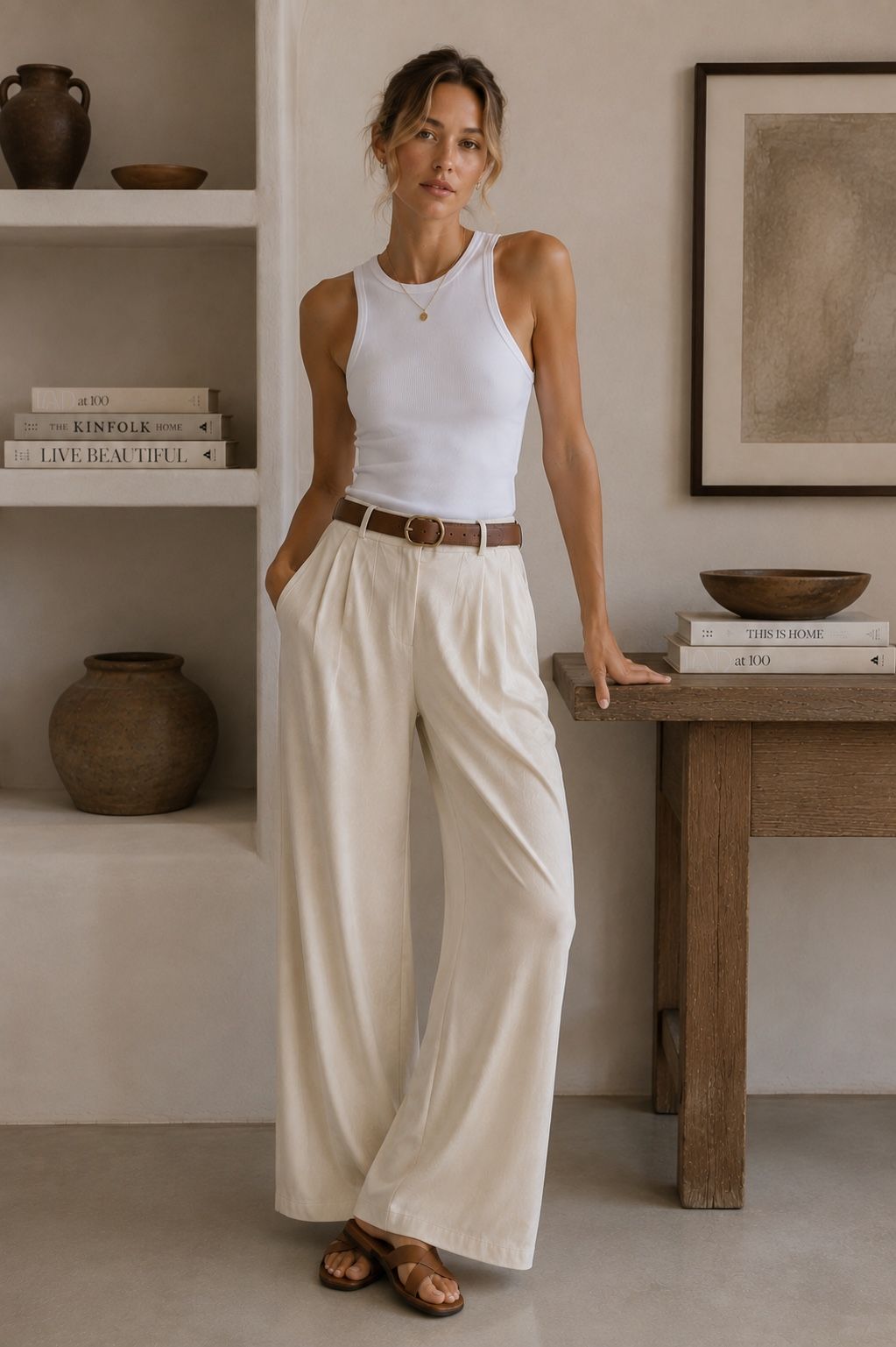Nohavice Wide Leg s plisovaním