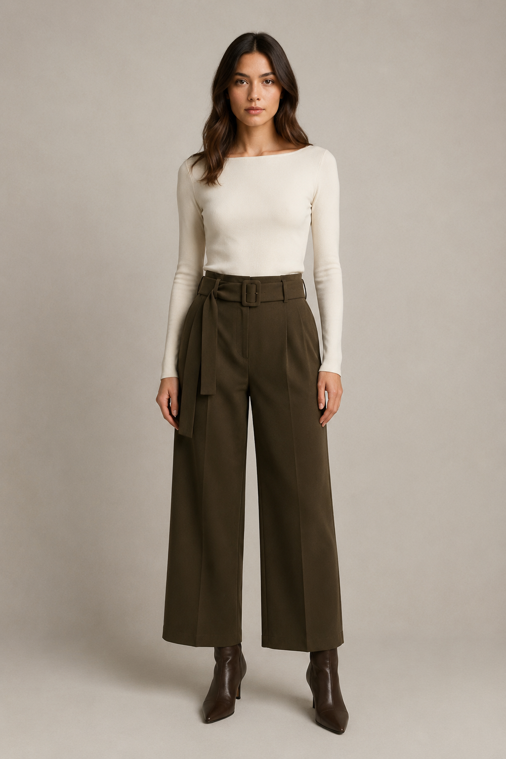 Nohavice Wide Leg s Opaskom