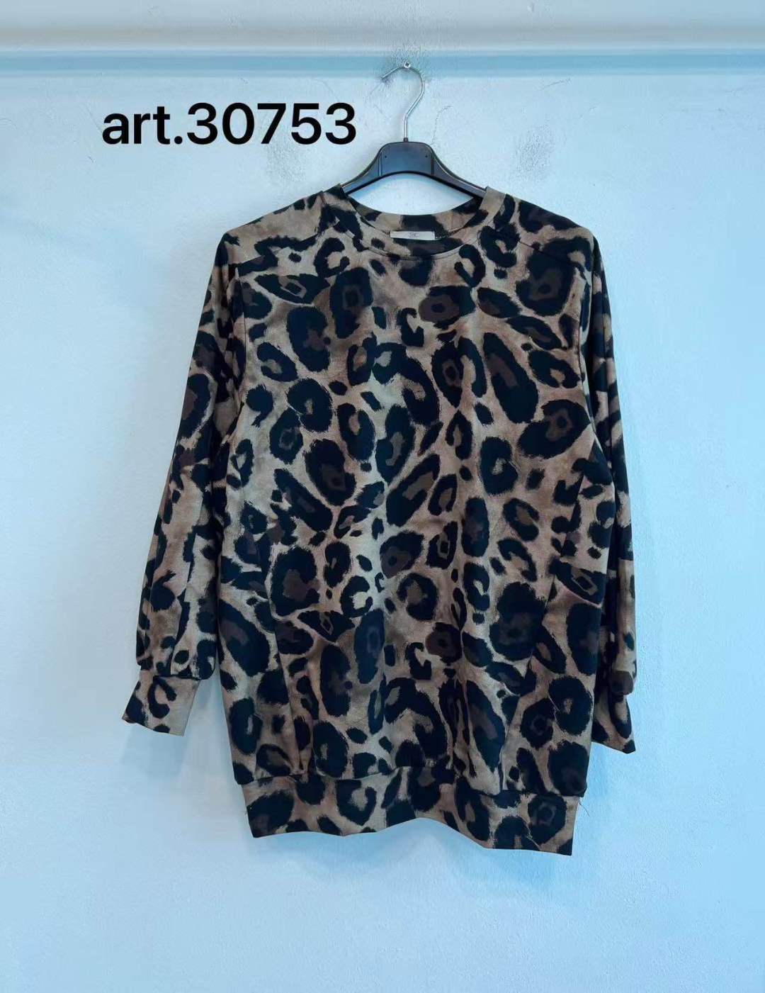 Mikina voľného strihu s leopardím vzorom
