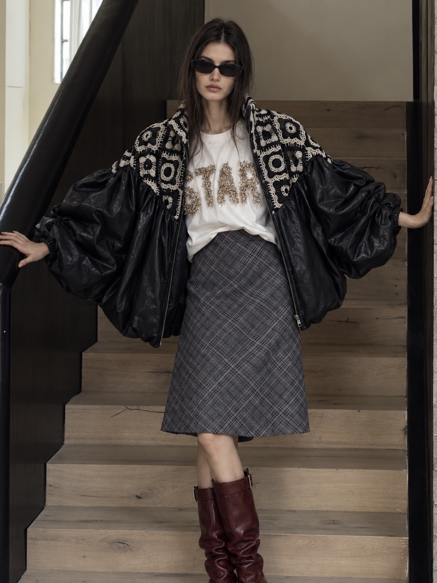 Oversize bomber bunda s vysokým golierom
