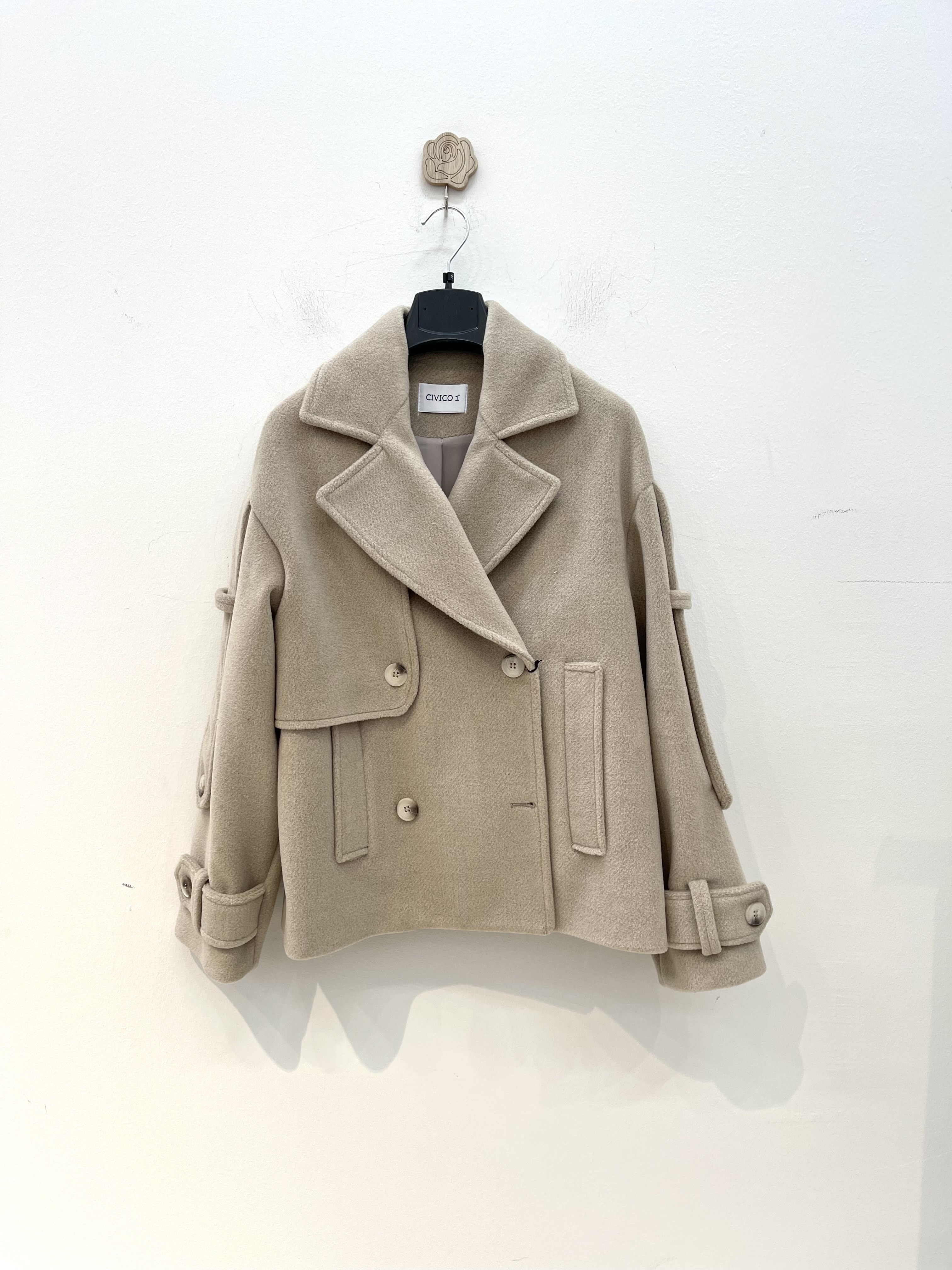 Oversize midi kabát s klopmi