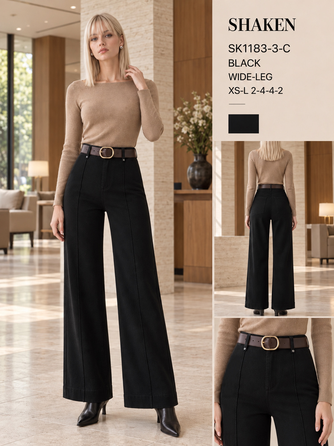 Nohavice Wide Leg s Opaskom