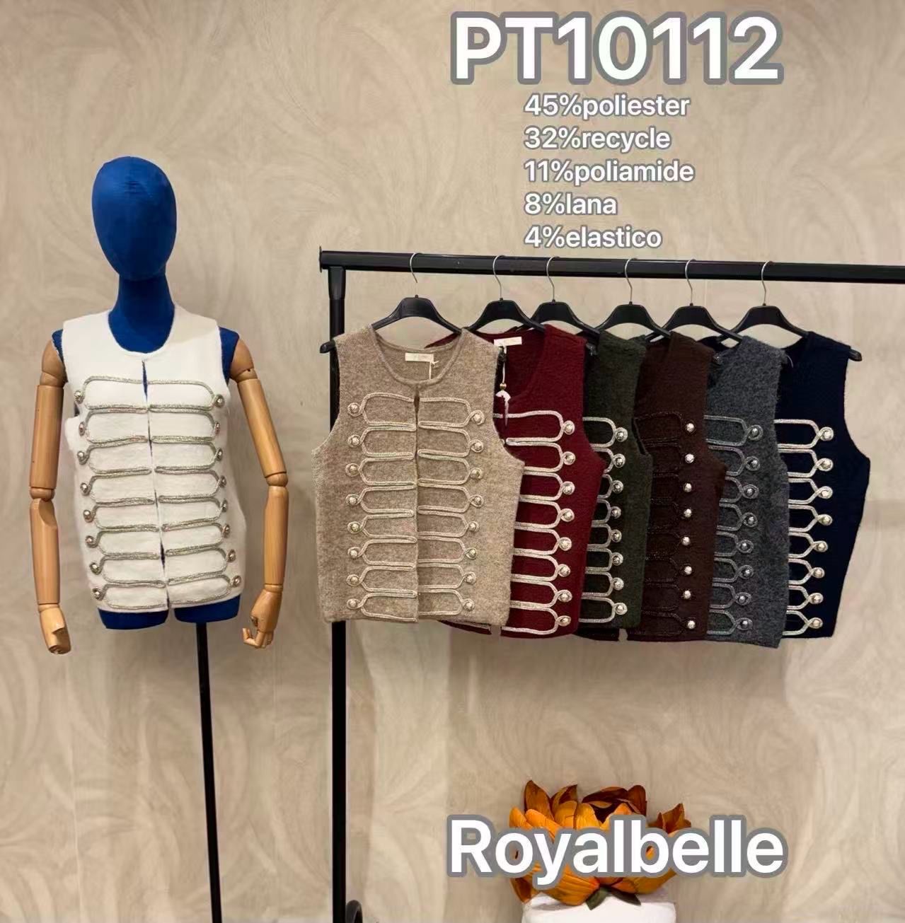 Rovná vesta s ozdobnými gombíkmi