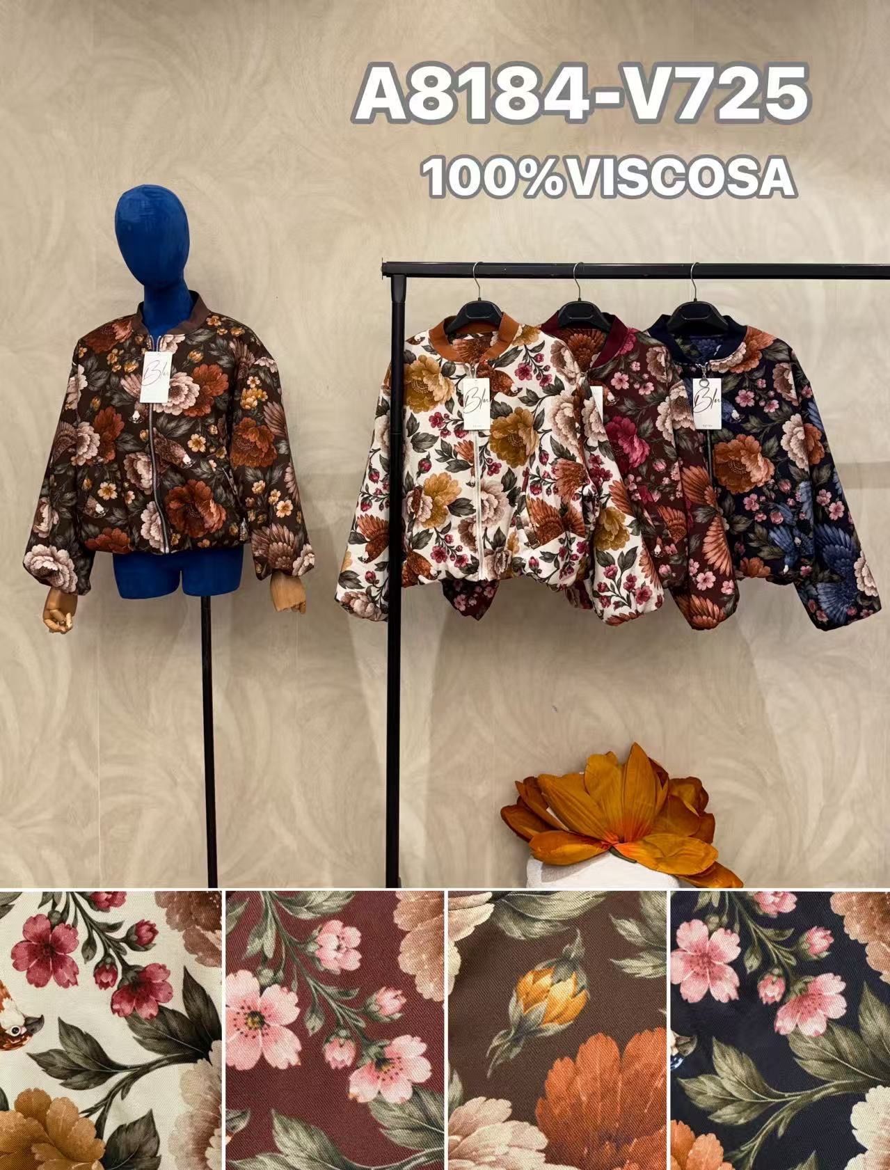 Kvetinová bomber bunda so stojáčikom