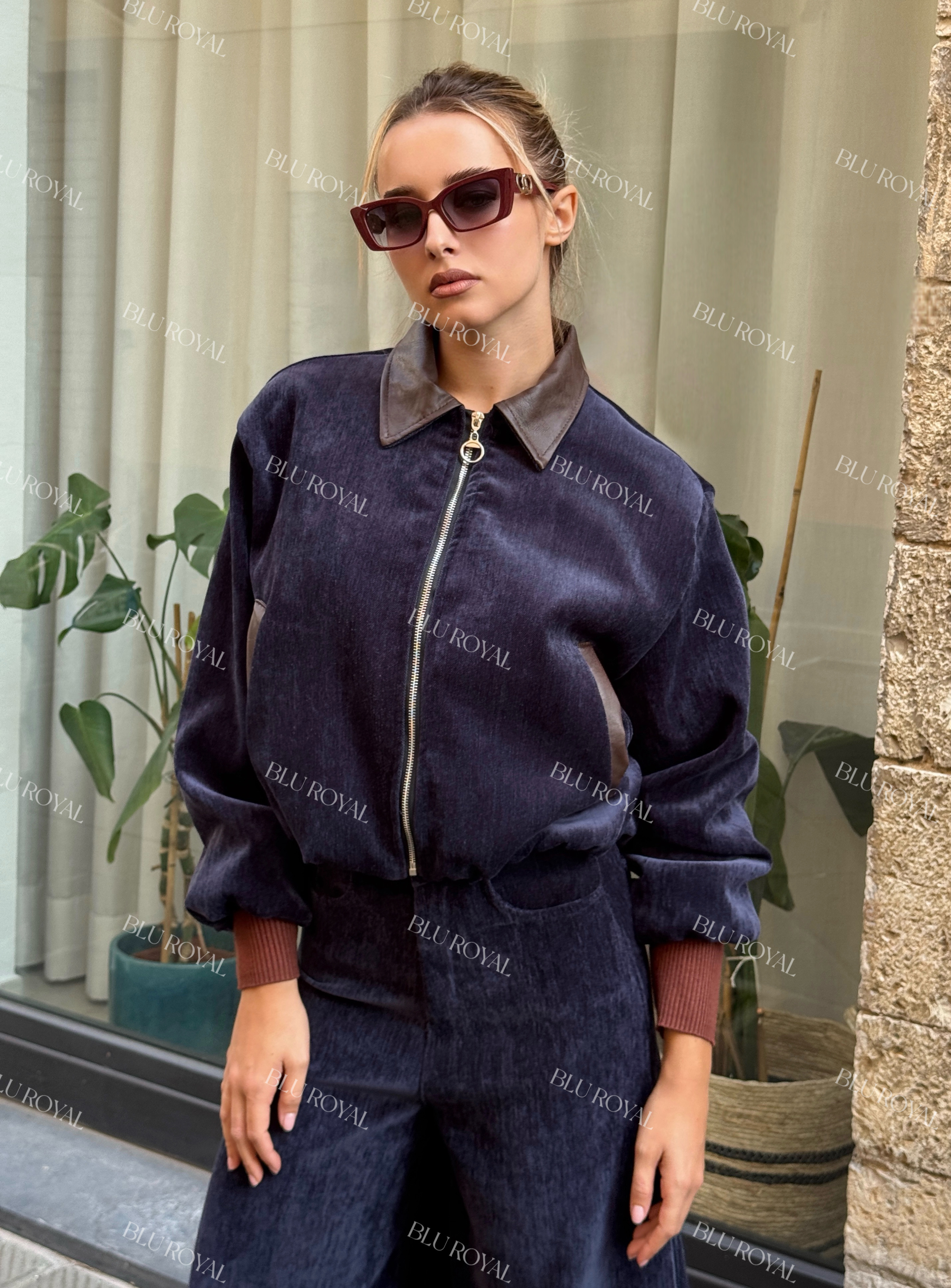 Oversize bomber bunda s golierom