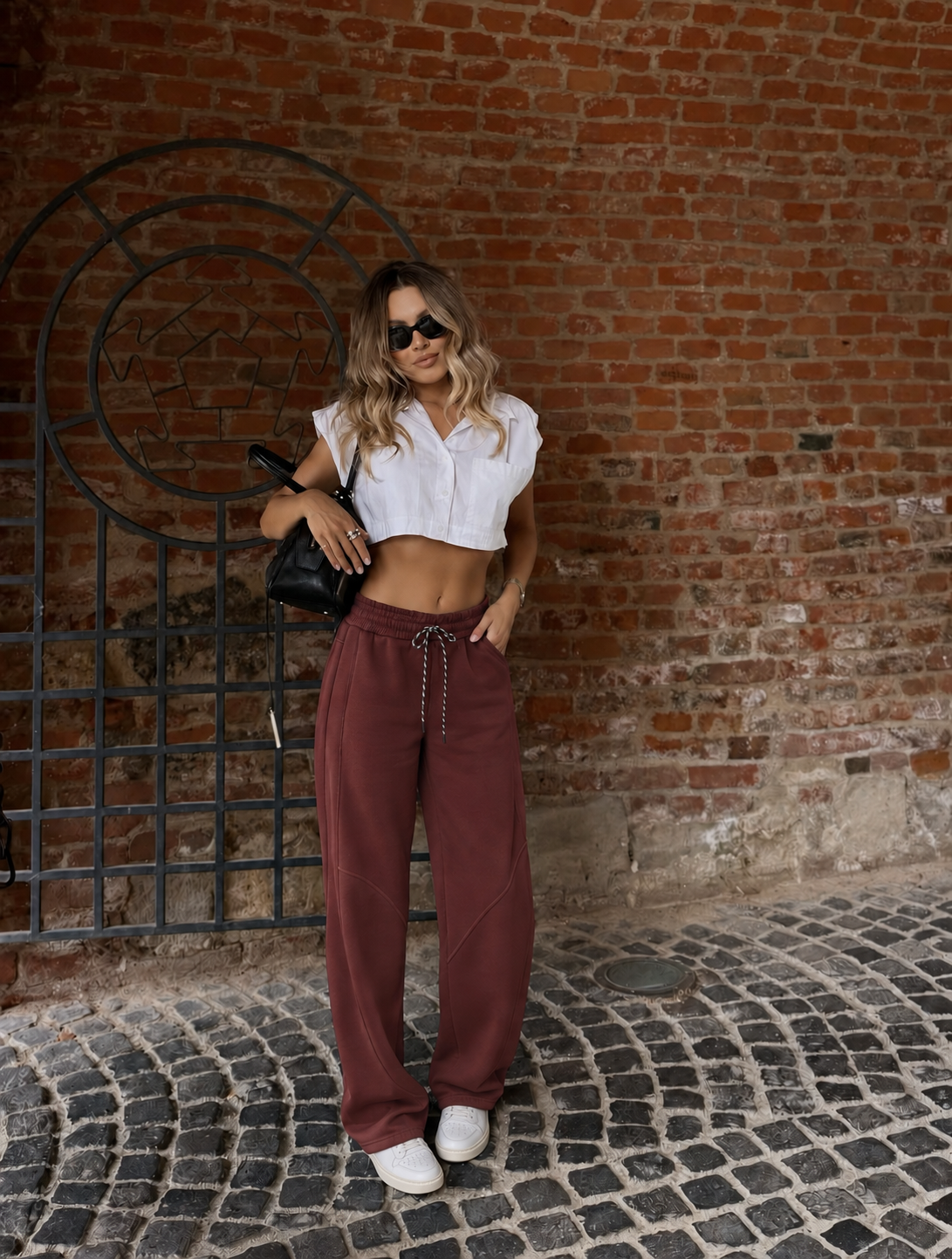 Teplákové nohavice Wide‑Leg so šnúrkou