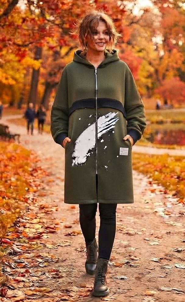 Voľný kabát s kapucňou