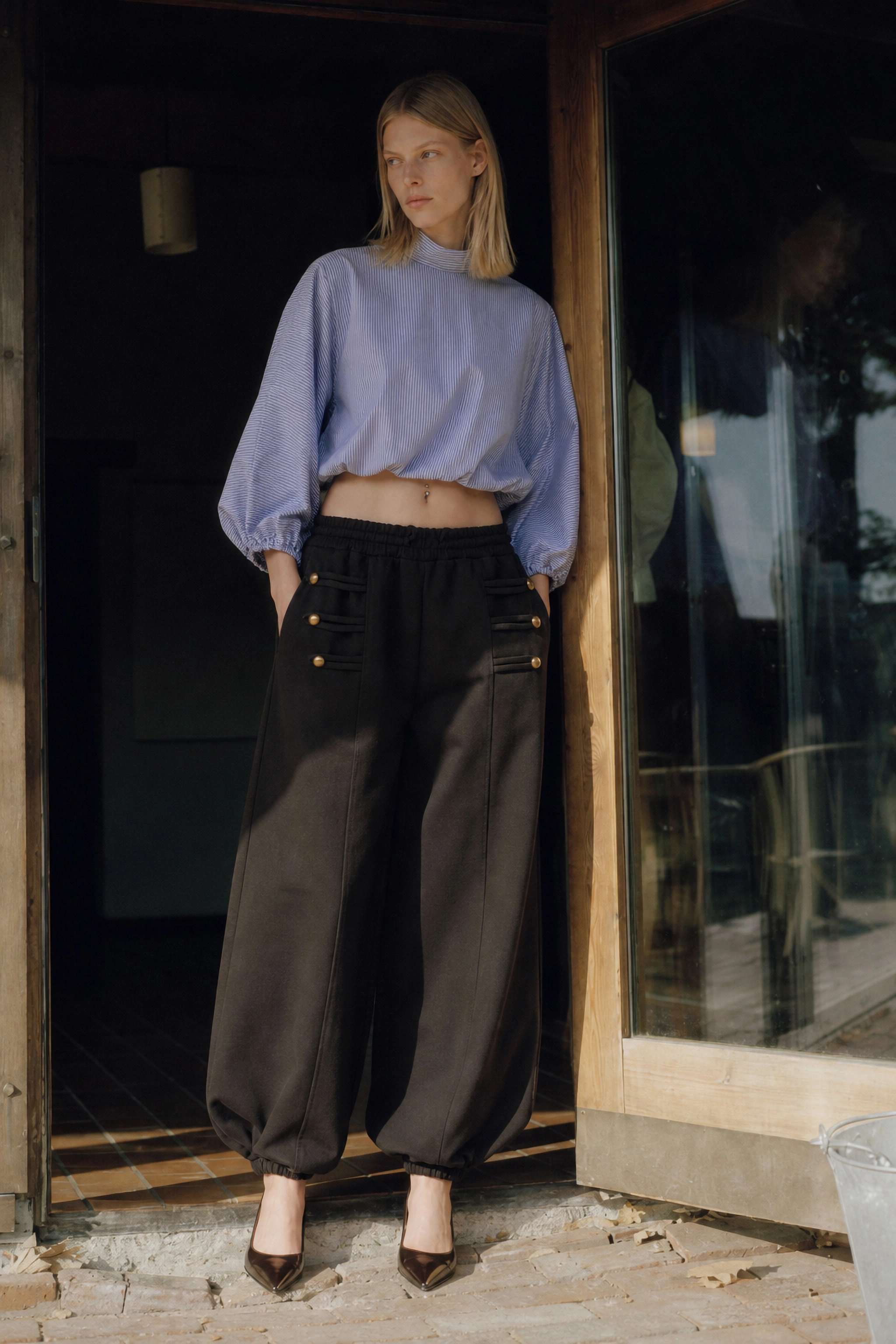 Cropped top s polorolákom
